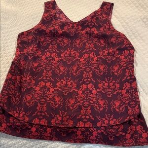 CAbi Burgundy and Red Floral Tank Top
